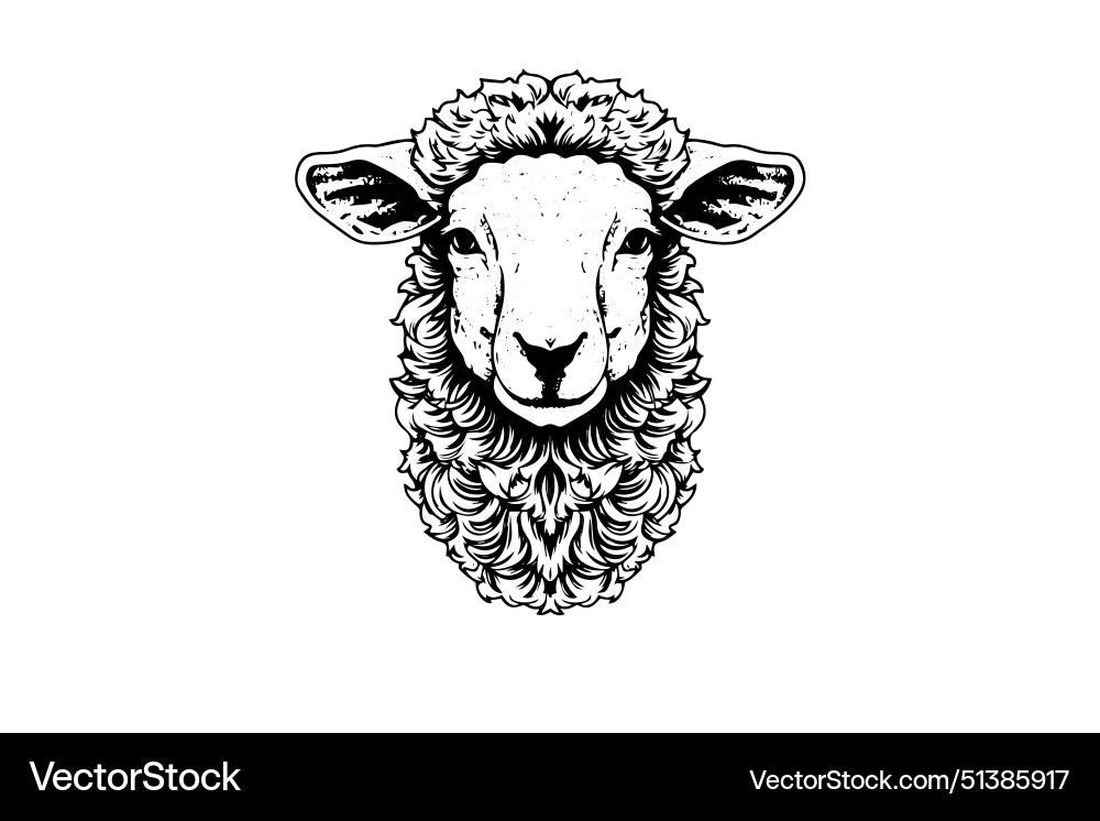 Sheep logotype hand drawn ink sketch engraved Sheep logotype hand drawn ink sketch engraved vector image