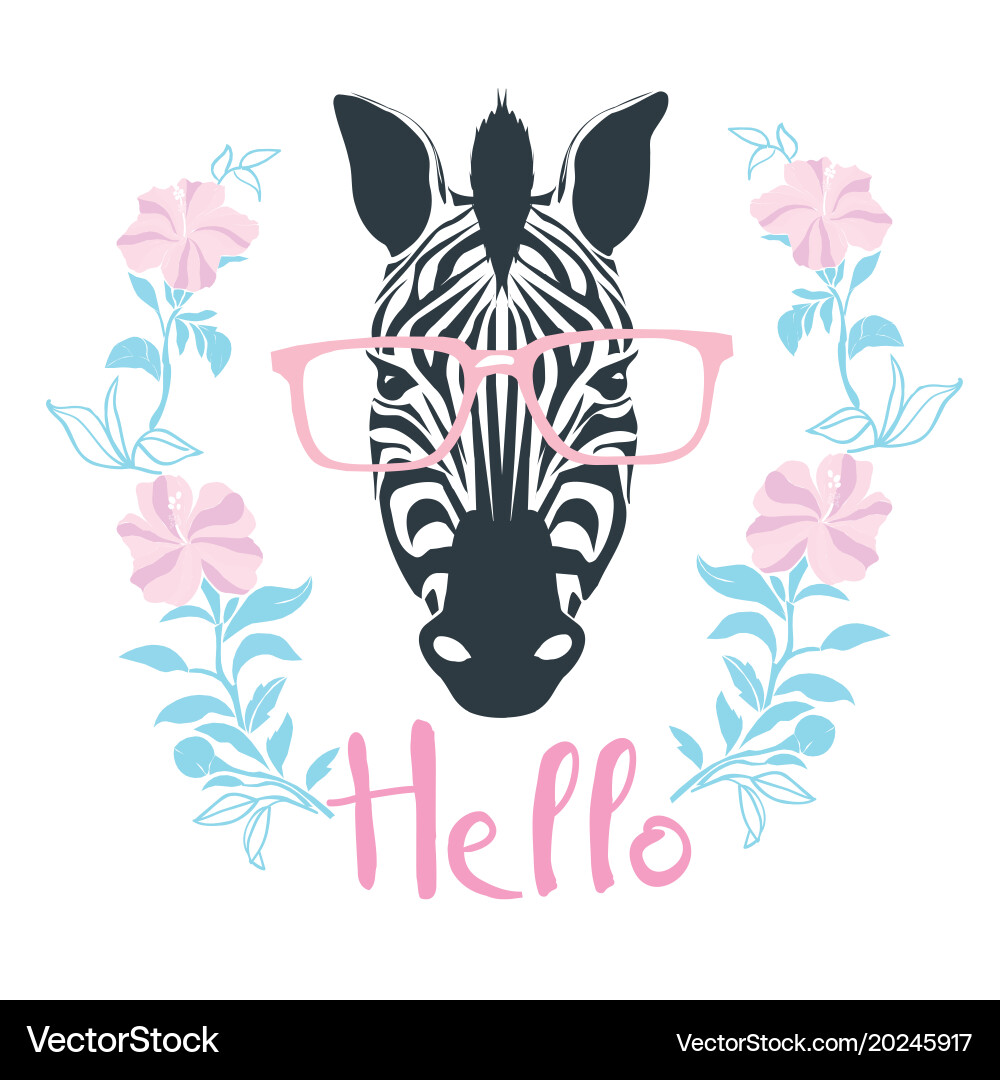 Zebra Portrait mit rosa Akzenten Vektorbild