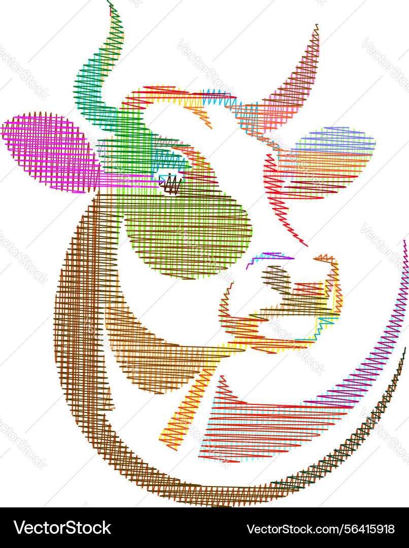 A cows head with artistic line patterns A cows head with artistic line patterns Vector Image