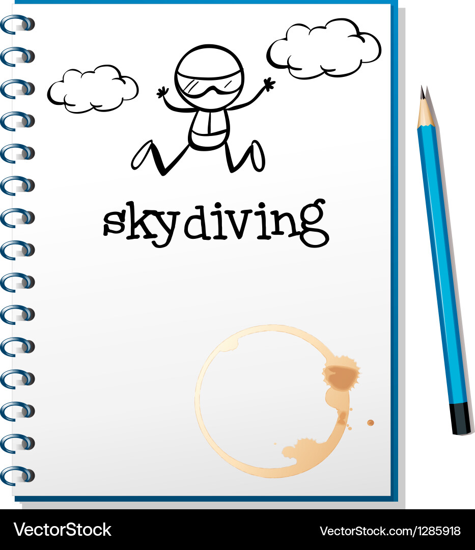 A notebook with an image of person skydiving vector image