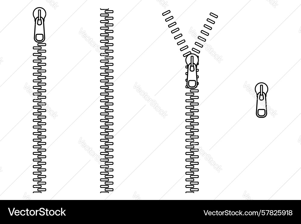 Closed and open zipper set Vector Image