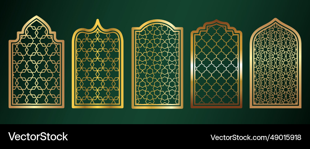 Golden ramadan windows islamic door frames Golden ramadan windows islamic door frames Vector Image