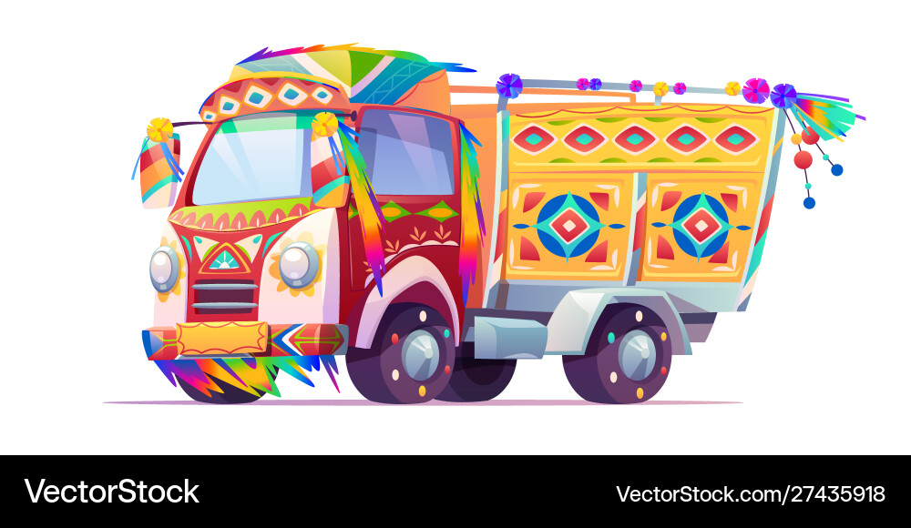 Jingle truck indian or pakistan ornate transport Jingle truck indian or pakistan ornate transport vector image