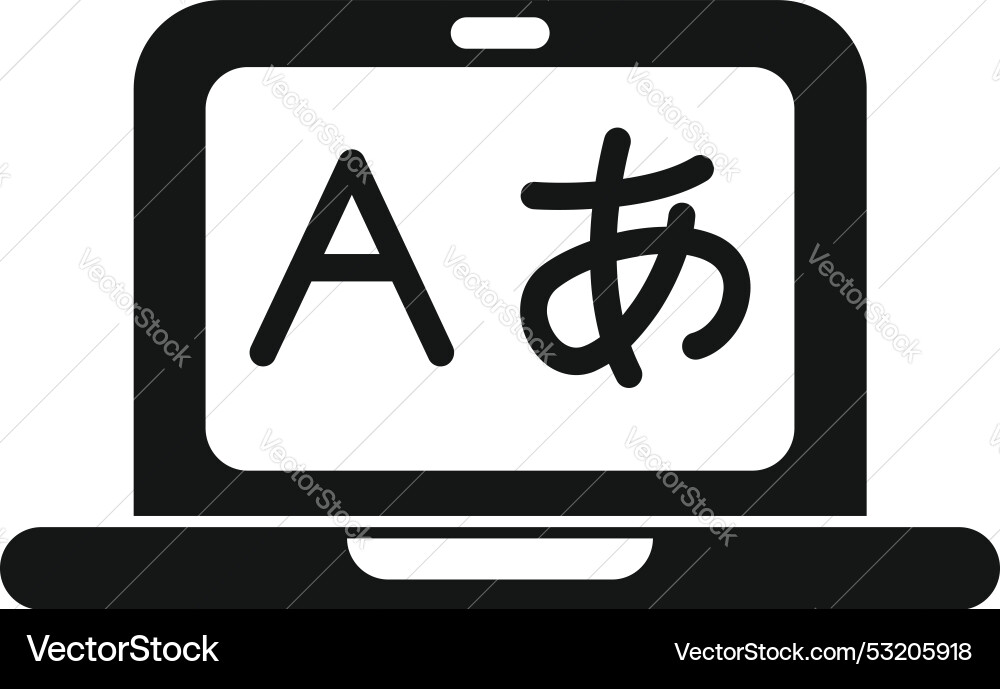 Laptop displaying language translation icon Vector Image