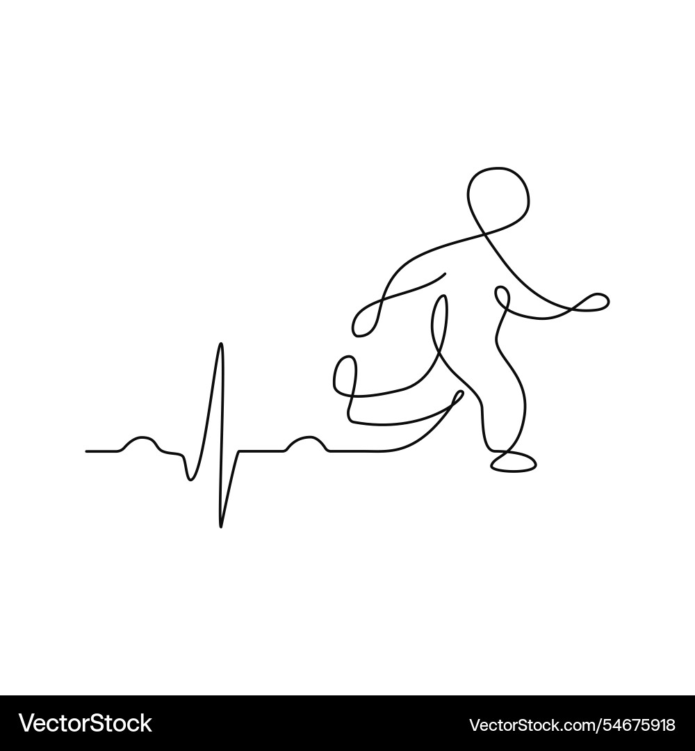 Man pulse run one single line drawing Man pulse run one single line drawing vector image