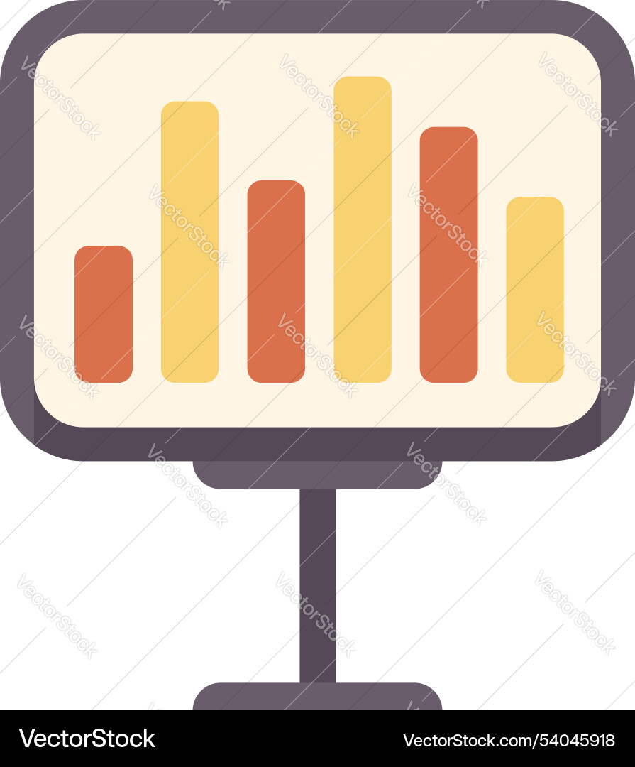 Presentation screen showing growing bar chart vector image
