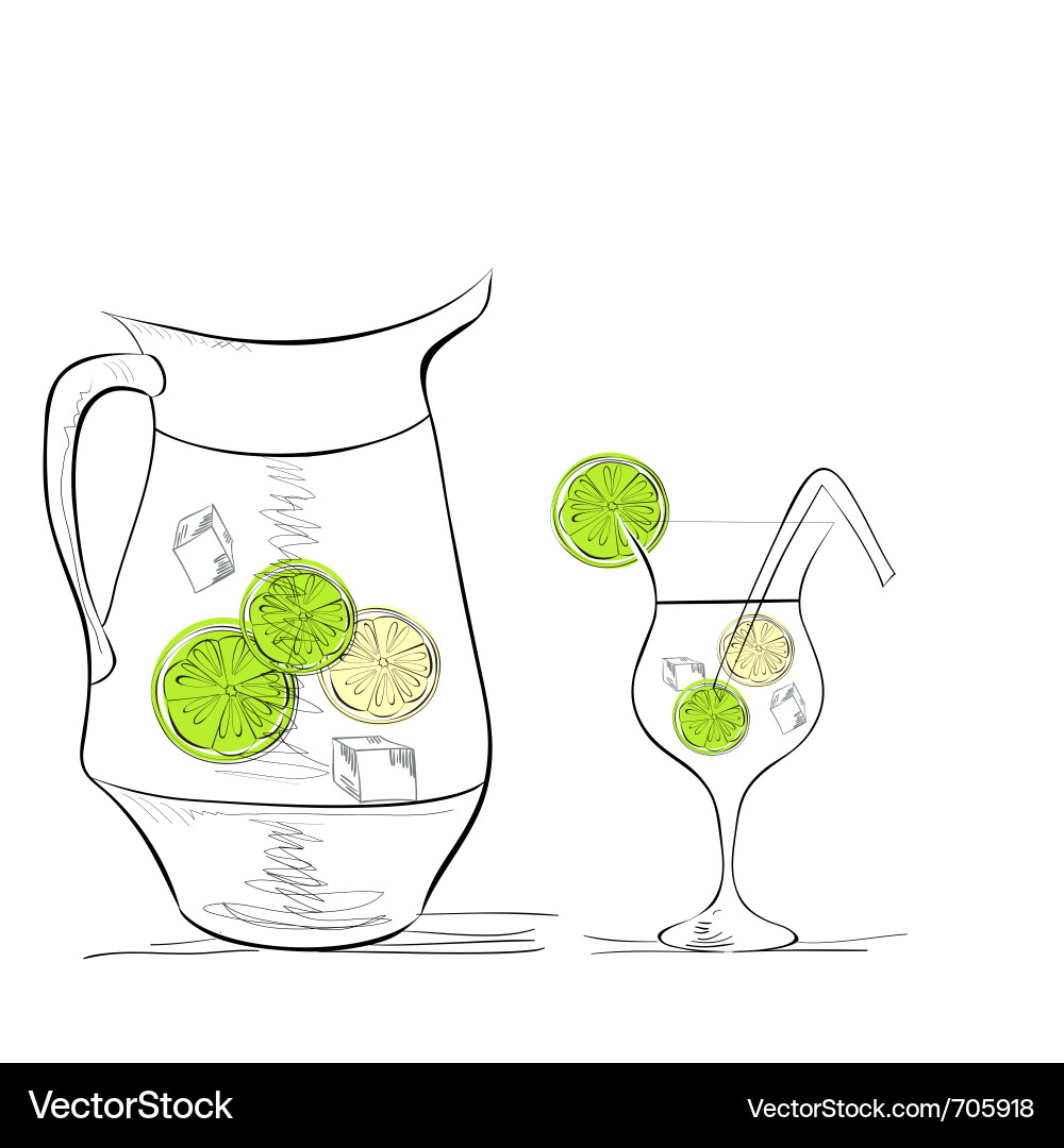 Refreshing Lime Water with Pitcher vector image