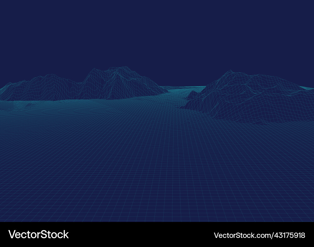Surreal background with wireframe landscape design vector image