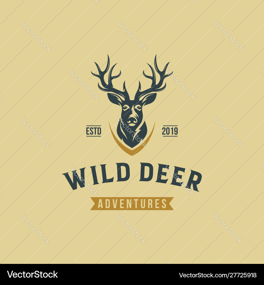 Wild deer Vintage Logo Design Vorlage Wild deer Vintage Logo Design Vorlage vektorbild