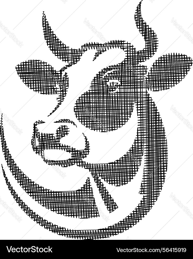 A cows head with artistic line patterns A cows head with artistic line patterns Vector Image