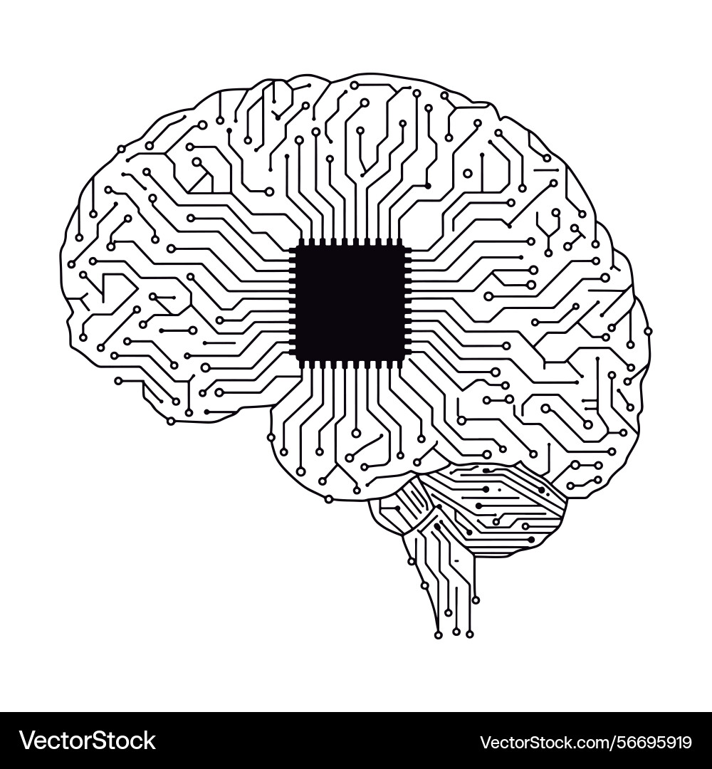Brain chip interface neural network integration Brain chip interface neural network integration vector image