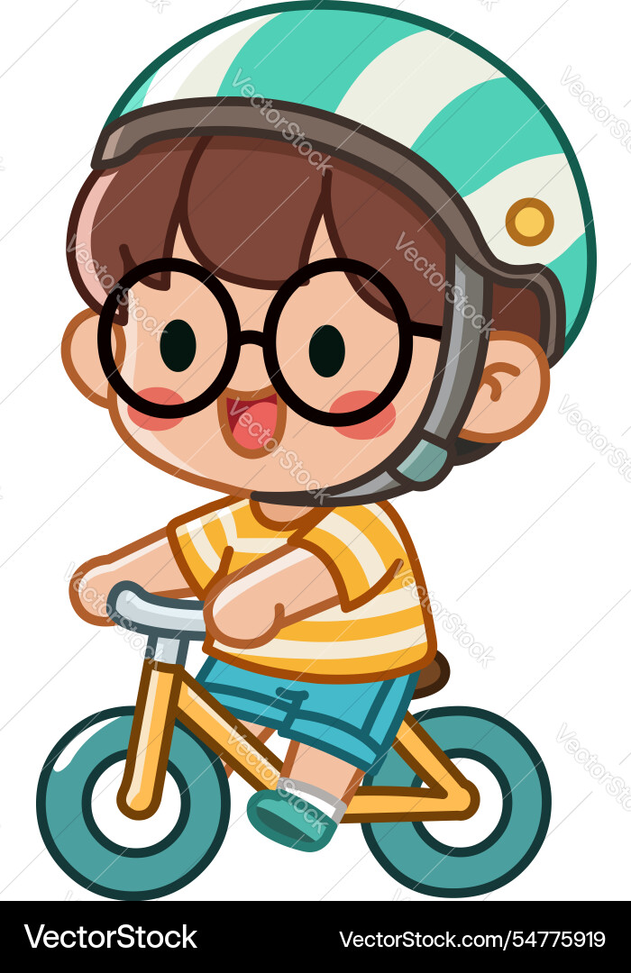 Cheerful Boy Riding a Balance Bike Vector Image
