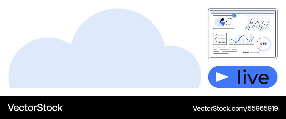 Cloud-based data presentation with live streaming Cloud-based data presentation with live streaming vector image
