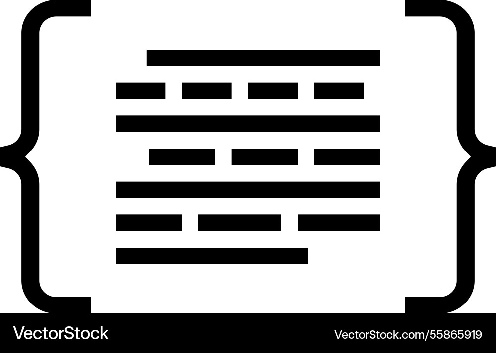 Code brackets with letters nlp glyph icon vector image