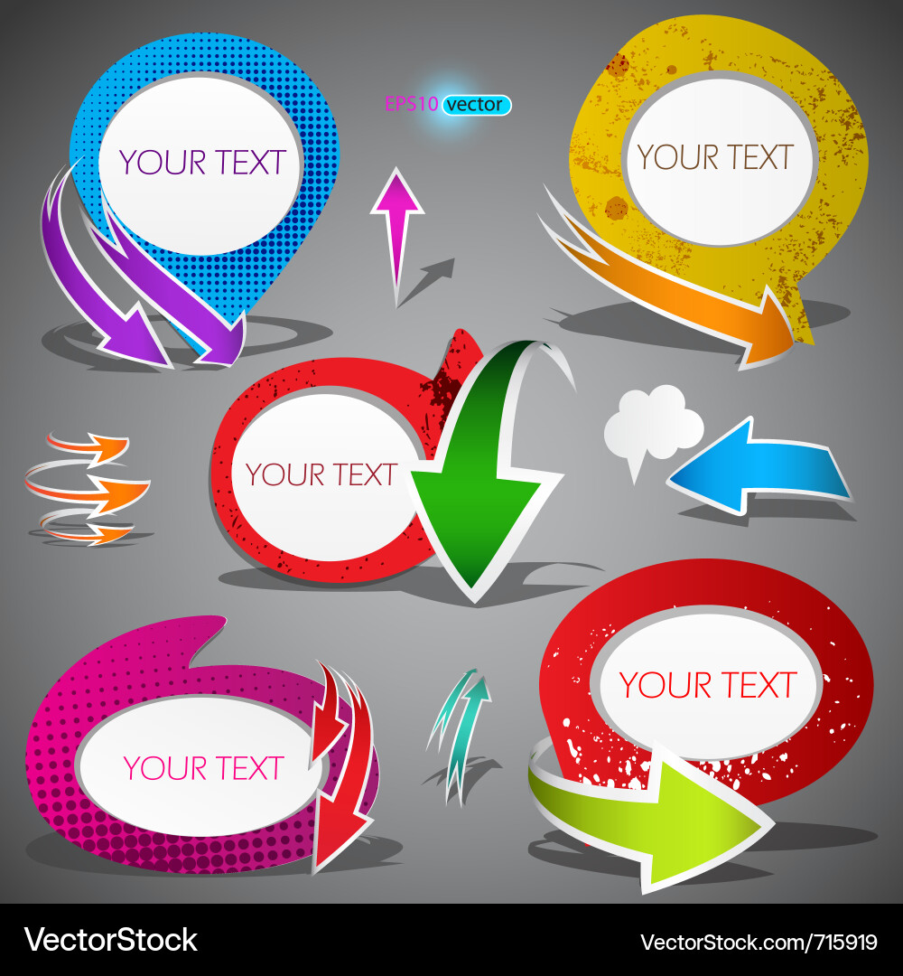 Colorful bubbles with arrows on grey background il Vector Image