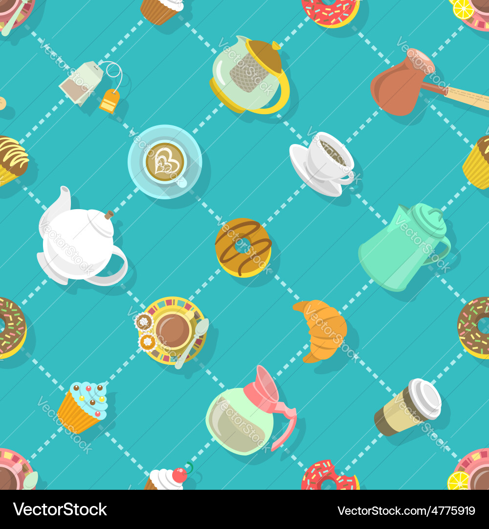 Pattern Cafe Vector Flat city cafe seamless pattern Royalty Free Vector Image