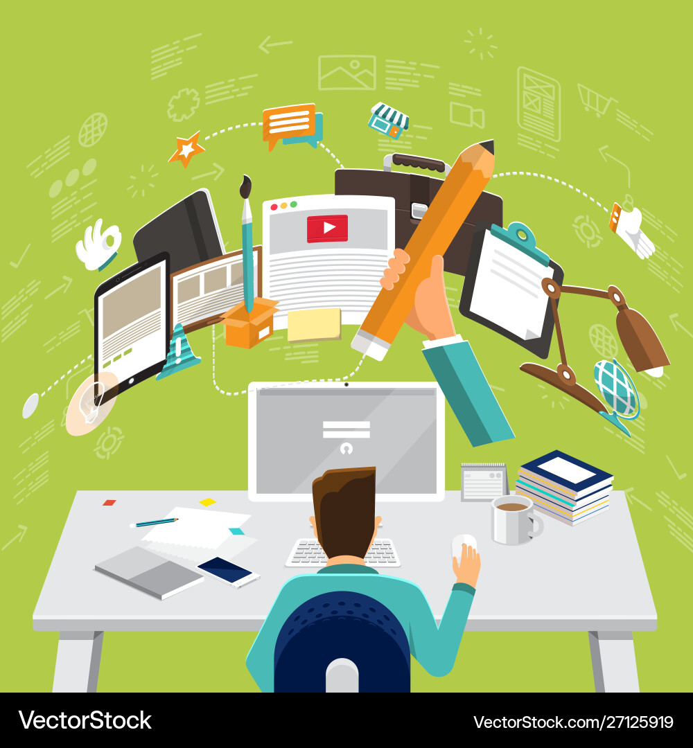 Flat design concepts for content marketing finding Flat design concepts for content marketing finding vector image
