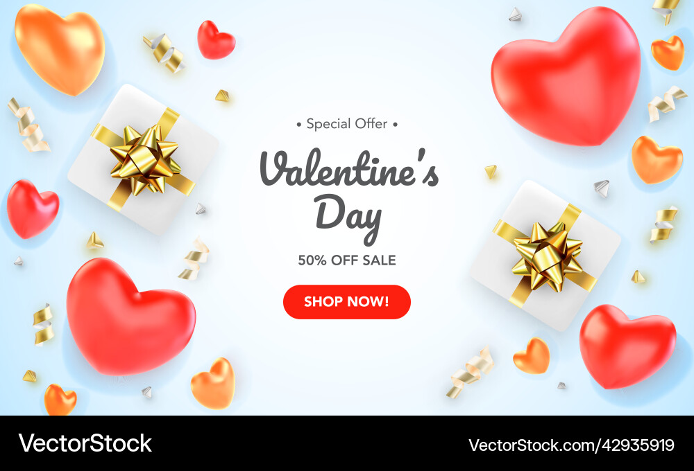 Happy valentines day greeting card with red Vector Image