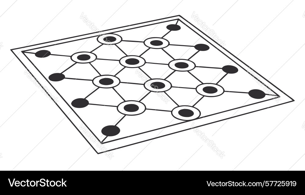 Isometric board game grid with circular nodes vector image
