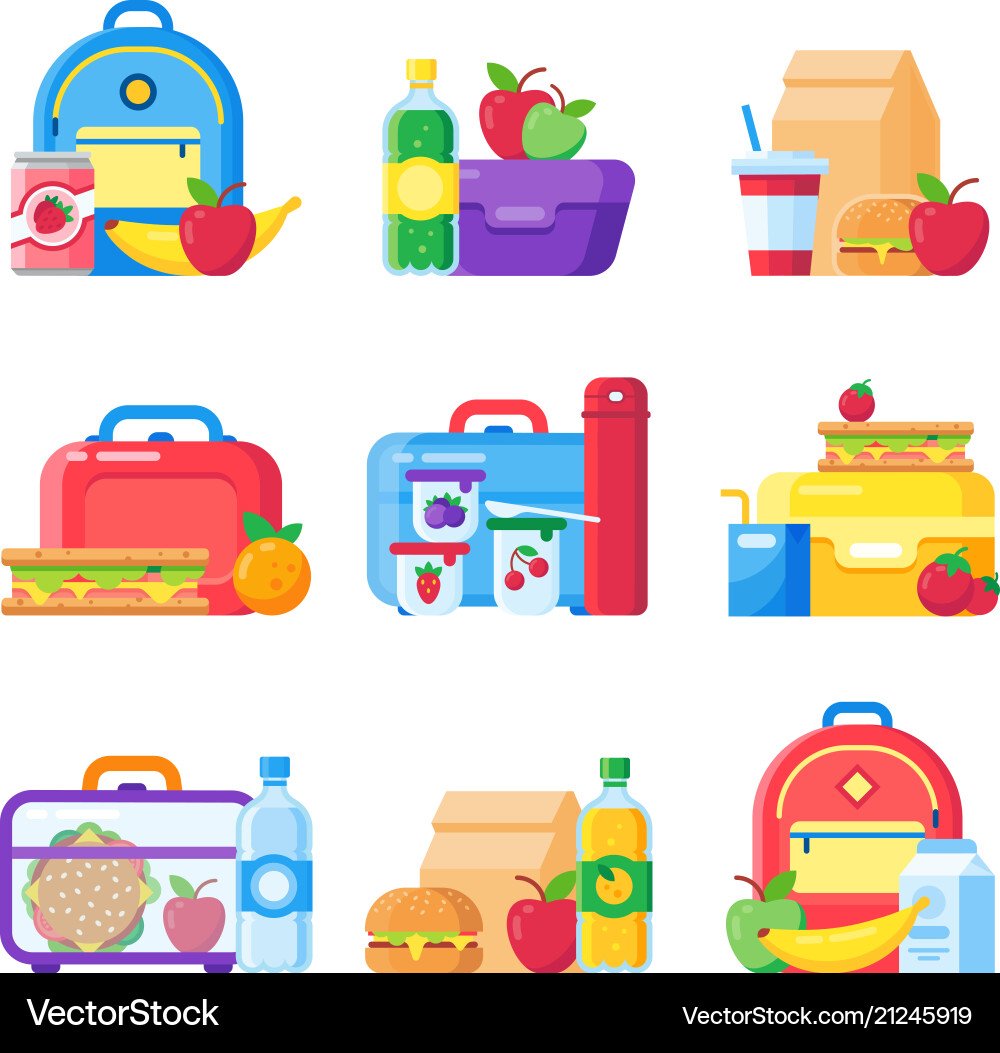 Kinder Schule Mittagessen Box Schulkiste Mahlzeit Tasche Kinder Schule Mittagessen Box Schulkiste Mahlzeit Tasche vektorbild