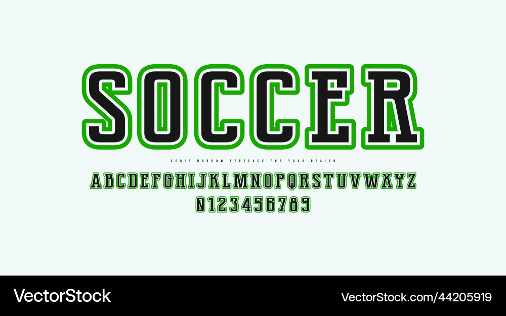 Narrow serif font with contour Narrow serif font with contour vector image
