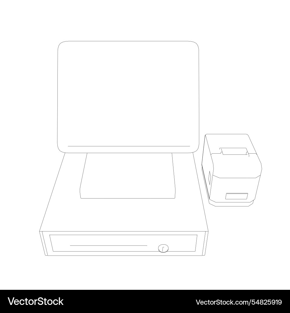 Outline of cash register with bar code reader Outline of cash register with bar code reader vector image
