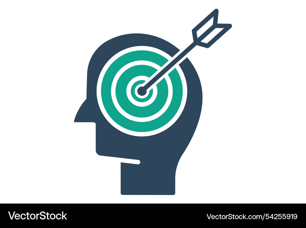 Purpose icon solid style head with target Purpose icon solid style head with target Vector Image