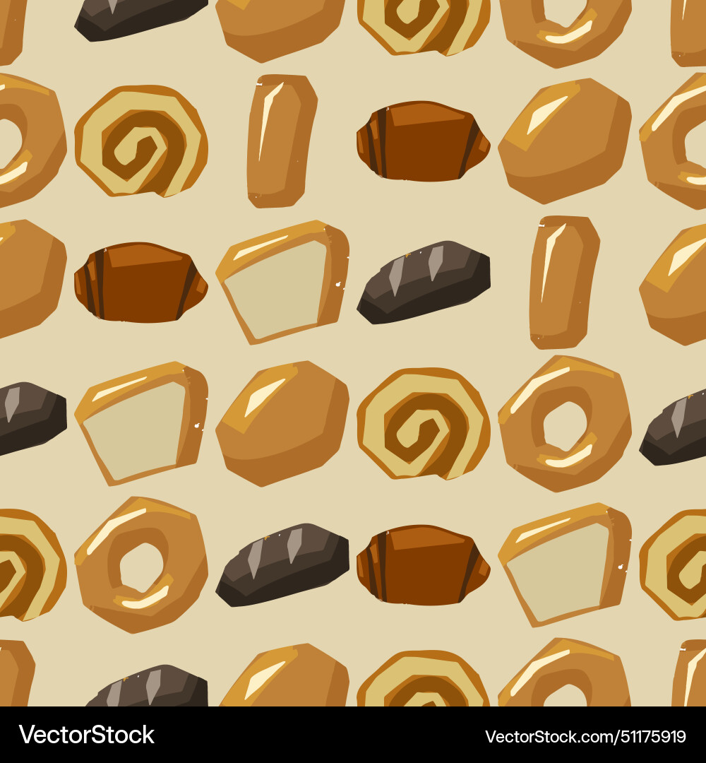 Seamless pattern of various bread types waffles Seamless pattern of various bread types waffles vector image