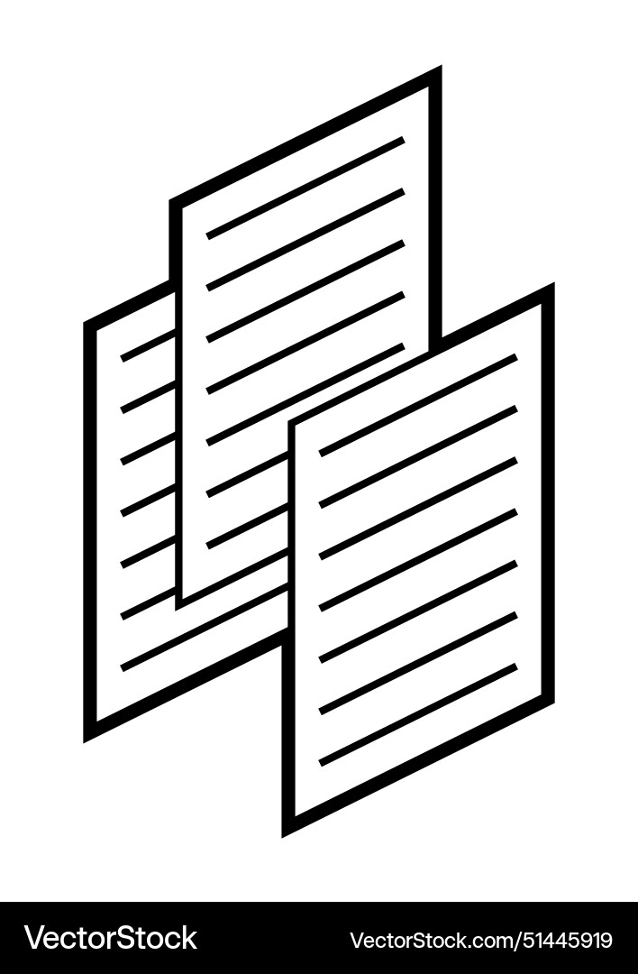 Sheets of paper icon in isometry image Sheets of paper icon in isometry image Vector Image