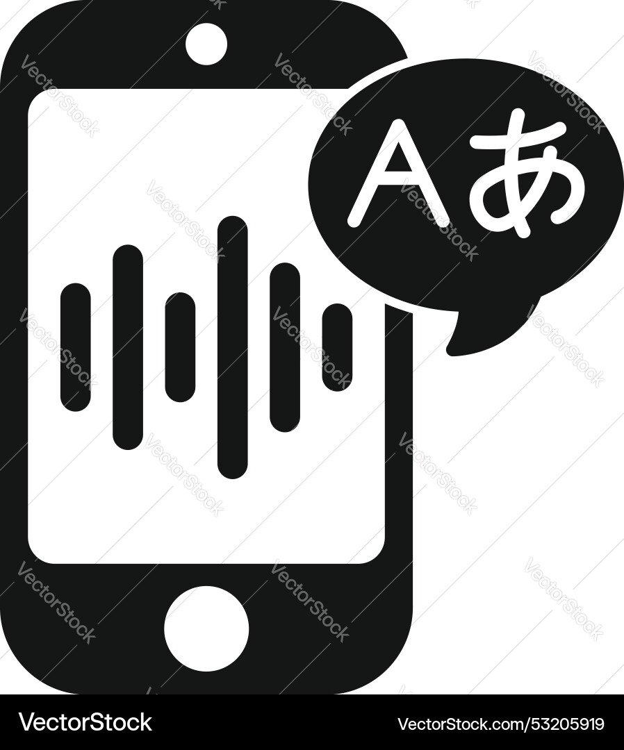Smartphone translating audio message icon showing Smartphone translating audio message icon showing vector image
