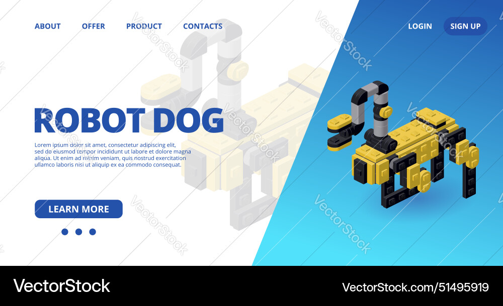 Web template with a robot dog Web template with a robot dog vector image
