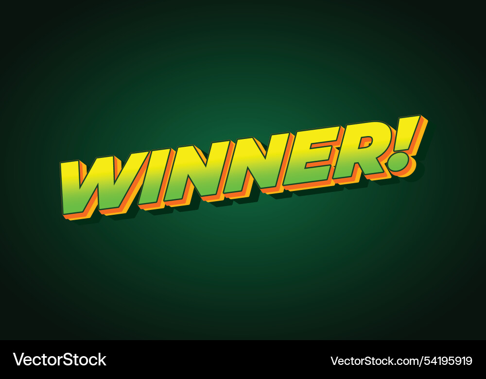 Winner text effect with modern color in 3d style Vector Image