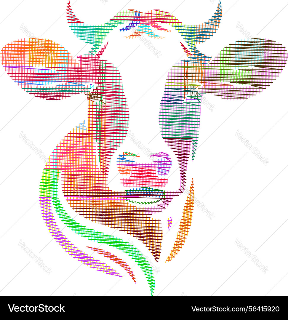 A cows head with artistic line patterns Vector Image