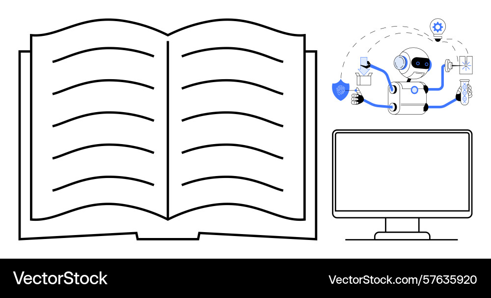 Artificial intelligence enhancing learning through Artificial intelligence enhancing learning through vector image