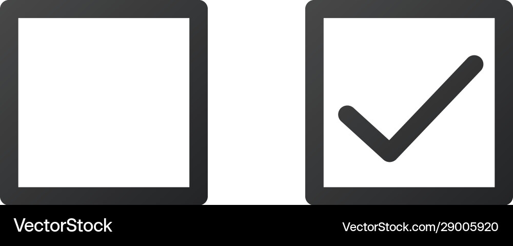 Check mark icon in square and blank box isolated vector image