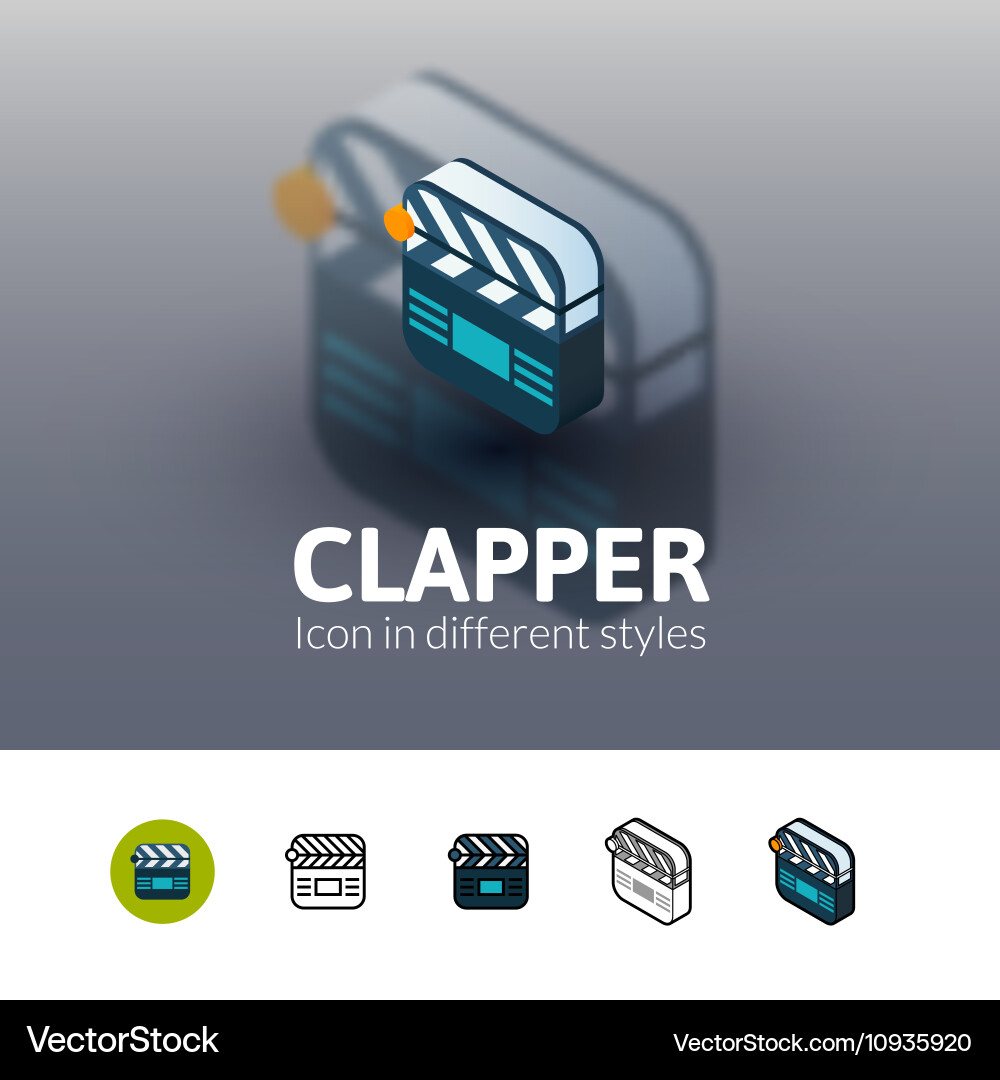 Clapper icon in different style vector image