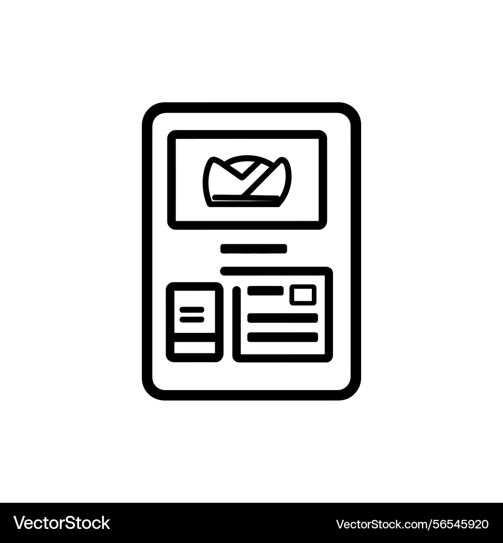 Device ui with mail icon outline isolated vector image
