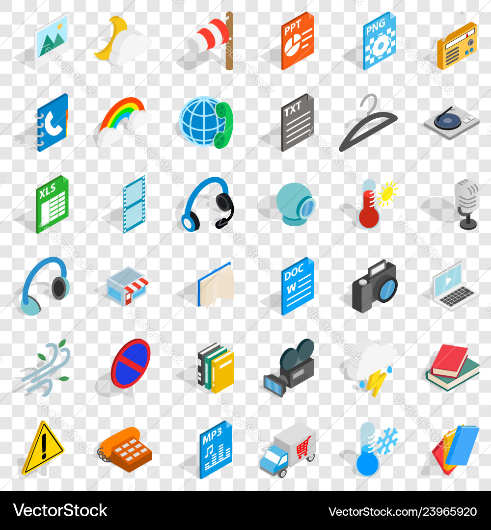 File and app icons set isometric style Vector Image