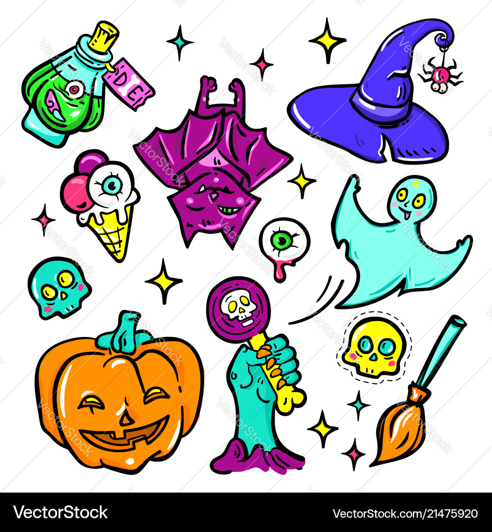 Halloween-Symbole - isolierte Aufkleber Set Halloween-Symbole - isolierte Aufkleber Set vektorbild