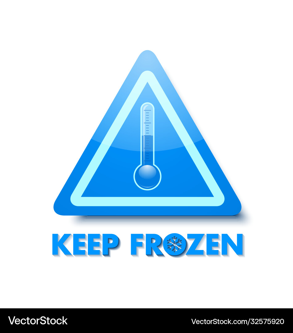 Keep frozen triangular sign with thermometer Keep frozen triangular sign with thermometer vector image