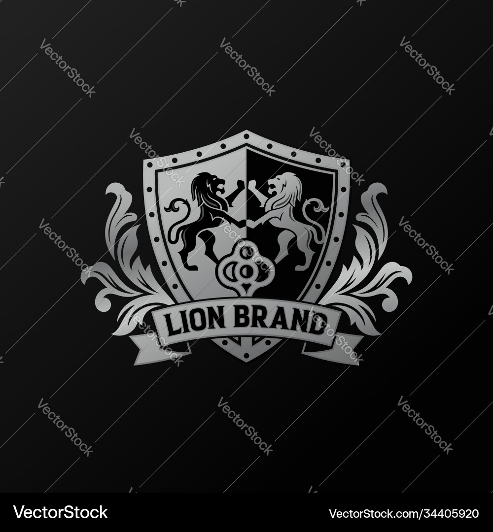 Luxury golden royal lion king logo design vector image