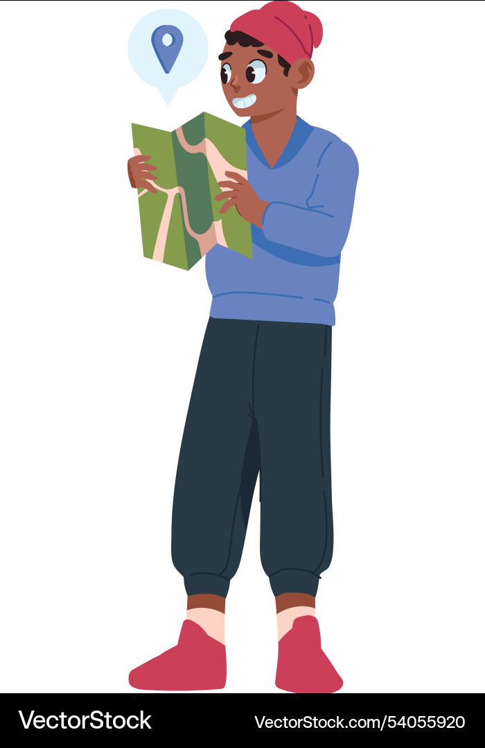 Man looking location navigation map vector image