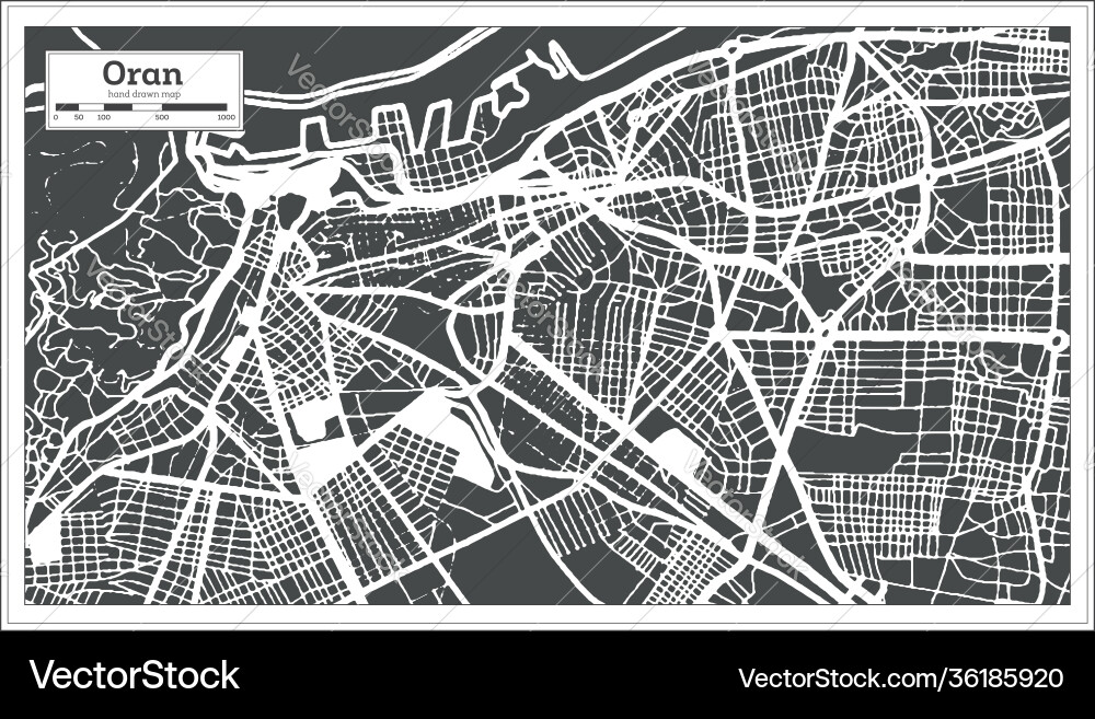 Oran algeria Stadtplan in schwarz und weiß Farbe Oran algeria Stadtplan in schwarz und weiß Farbe vektorbild
