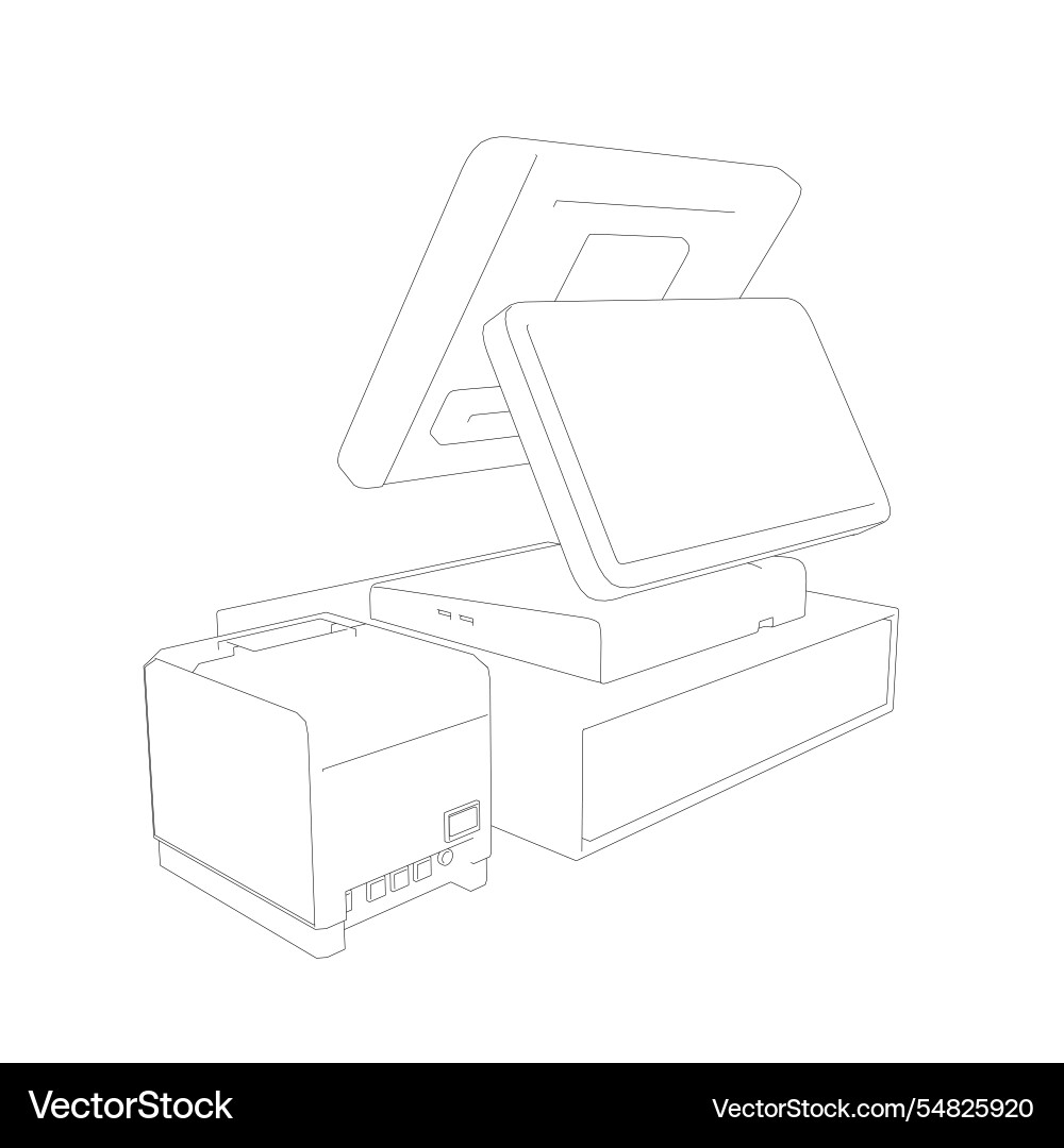 Outline of cash register with bar code reader Outline of cash register with bar code reader vector image