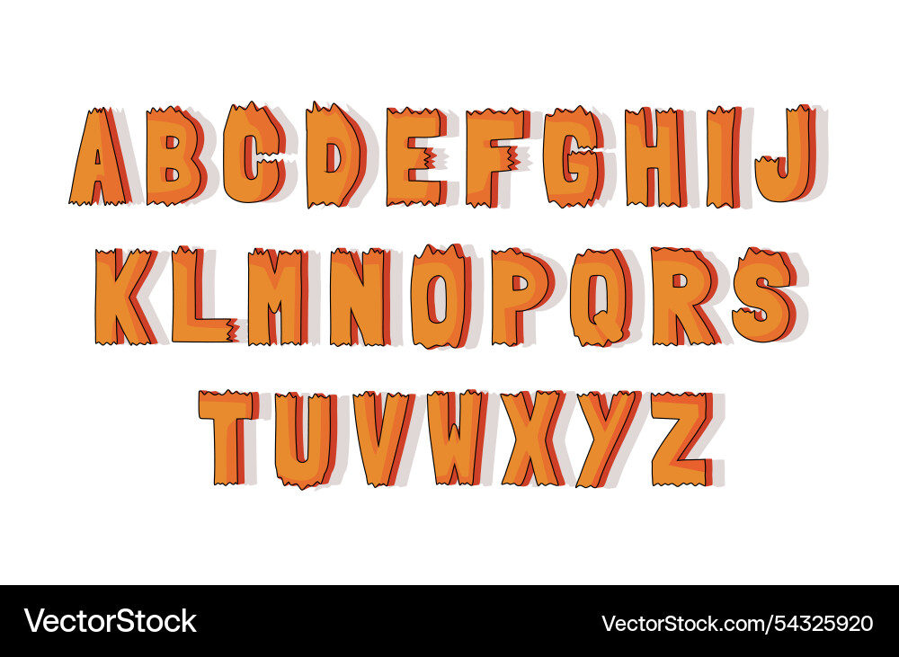 Rough text set orange numbers with dirty and torn vector image