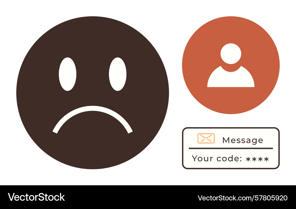 Sad face emotion user profile icon and secure Sad face emotion user profile icon and secure Vector Image