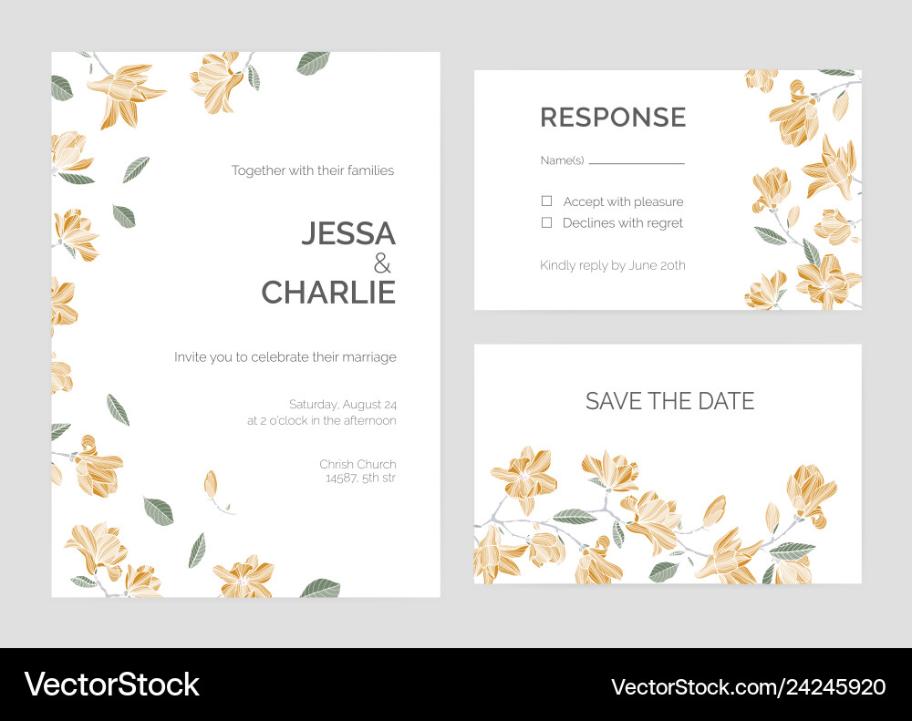 Set of save the date card or wedding invitation Set of save the date card or wedding invitation vector image