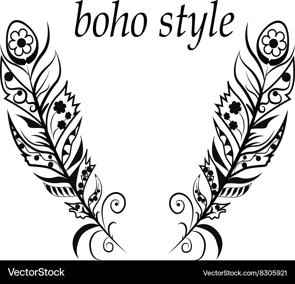 Feathers in boho style Royalty Free Vector Image
