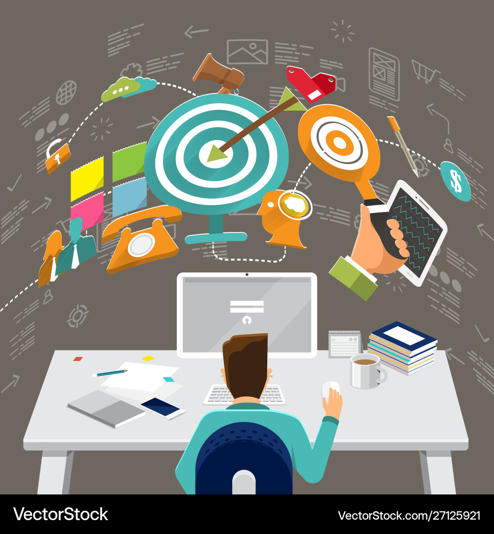 Flat design concepts for content marketing finding Flat design concepts for content marketing finding vector image