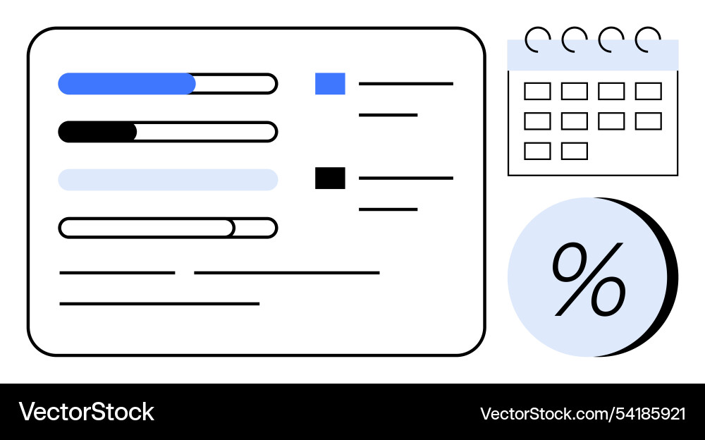 Project task management with progress bars Project task management with progress bars vector image